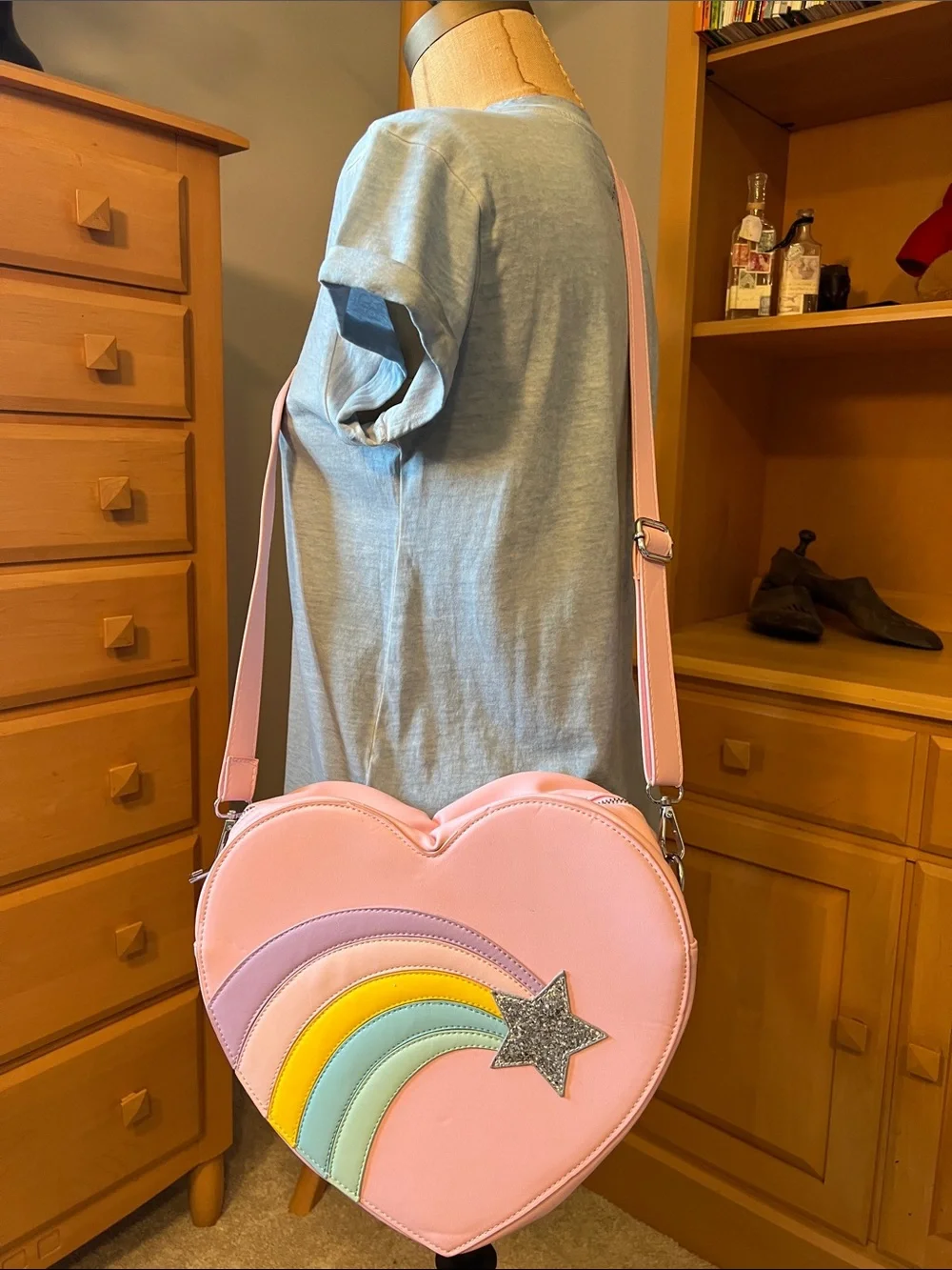 Pink Heart Rainbow Crossbody/backback Bag